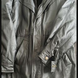 Mens Long Leather  Jacket 