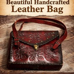 Handcrafted Leather Floral Crossbody Bag – Vintage Style