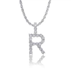 HipHop Stainless Steel Alphabet Letter CZ Neckalce Jewelry Rope Chain