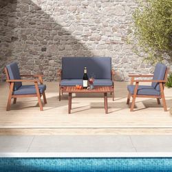 Solid Wood Patio Furniture Set Outdoor Conversation Patio Furniture Set