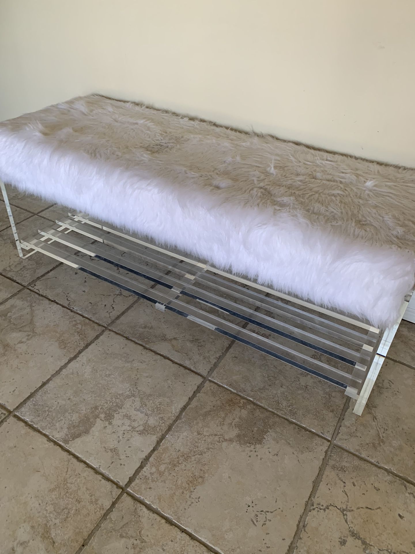 White Fur Bench