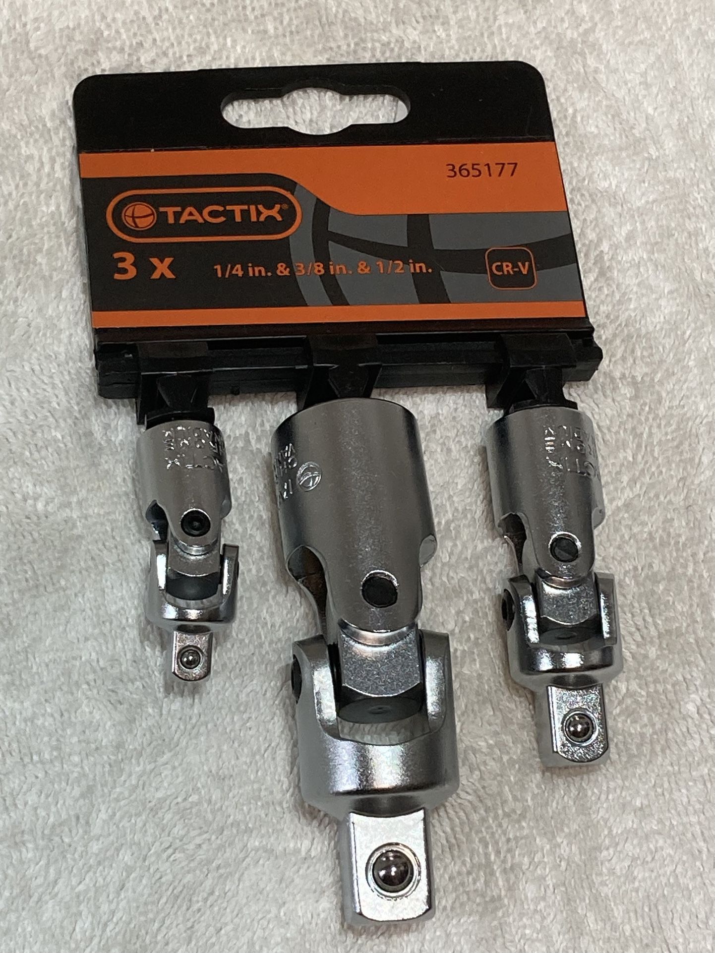 New TACTIX UNIVERSAL JOINT SET (1/4”, 3/8”, 1/2”) 3 piece Set