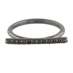 14k Gold Black Diamond Bar Ring