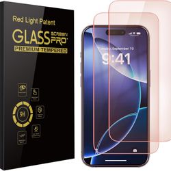 2 Pack Screen Protector for iphone 16 Pro [6.3 inch] with Installation Frame, New Red Light 9H Tempered Glass Screen Protector Upgraded Protection, An