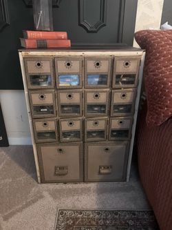 Vintage post office box cabinet