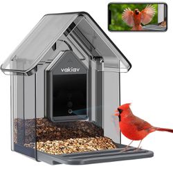 Smart Bird Feeder with Camera,Free AI Forever, Wild Birds Live View,App Notify When Birds Detected,1080P HD Capture Bird,Stylish Appearance Bird House
