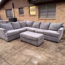 Big Grey Sectional Couch With Ottoman! 