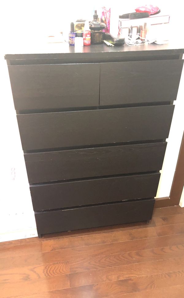 Ikea Malm 6 Drawer Chest Black Brown Dresser For Sale In New