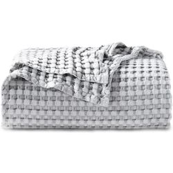  Cooling Bamboo Waffle Queen Size Blanket - Soft, Lightweight and Breathable Full Blankets for Hot Sleepers, Luxury Cotton Throws for Bed, Couch and 