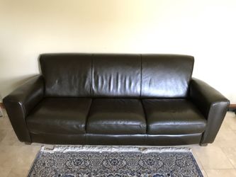 Natuzzi Italian dark brown leather sofa or couch