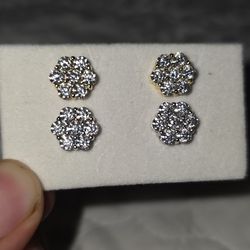 🌸 Flower Moissanite Stud Earrings | Silver & Gold | 925 Silver