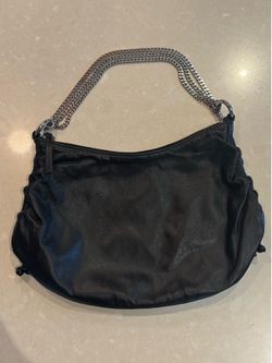 Vintage black and silver bag with three chains