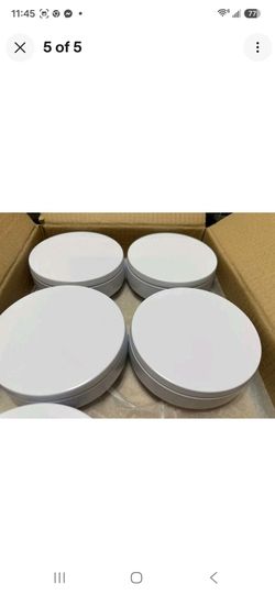 White Round Tin Containers – Set of 12