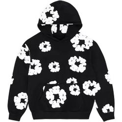 Denim Tears White and Black Puff Print hoodie Real %100 Cotton