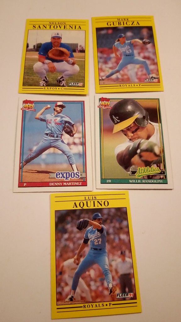 Lot Of 5 Baseball 1991 Trading Cards 5pc