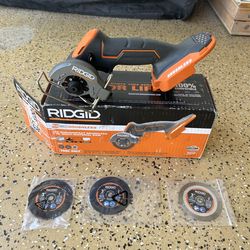 RIDGID 18V SubCompact Brushless Cordless 3 in. Multi-Material Saw (Tool Only) with (3) Cutting Wheels