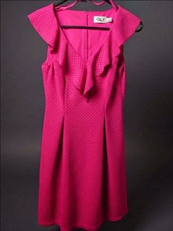 Eliza J Pink Laser-Cut Eyelet Ruffle Dress - Size 6P