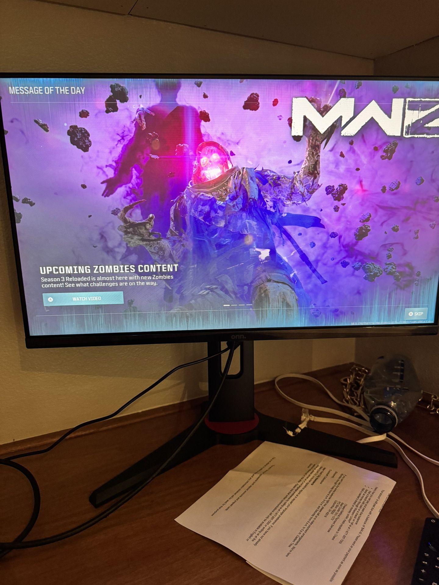 onn. 24" FHD (1920 x 1080p) 165hz 1ms Adaptive Sync Gaming Monitor with Cables, Black