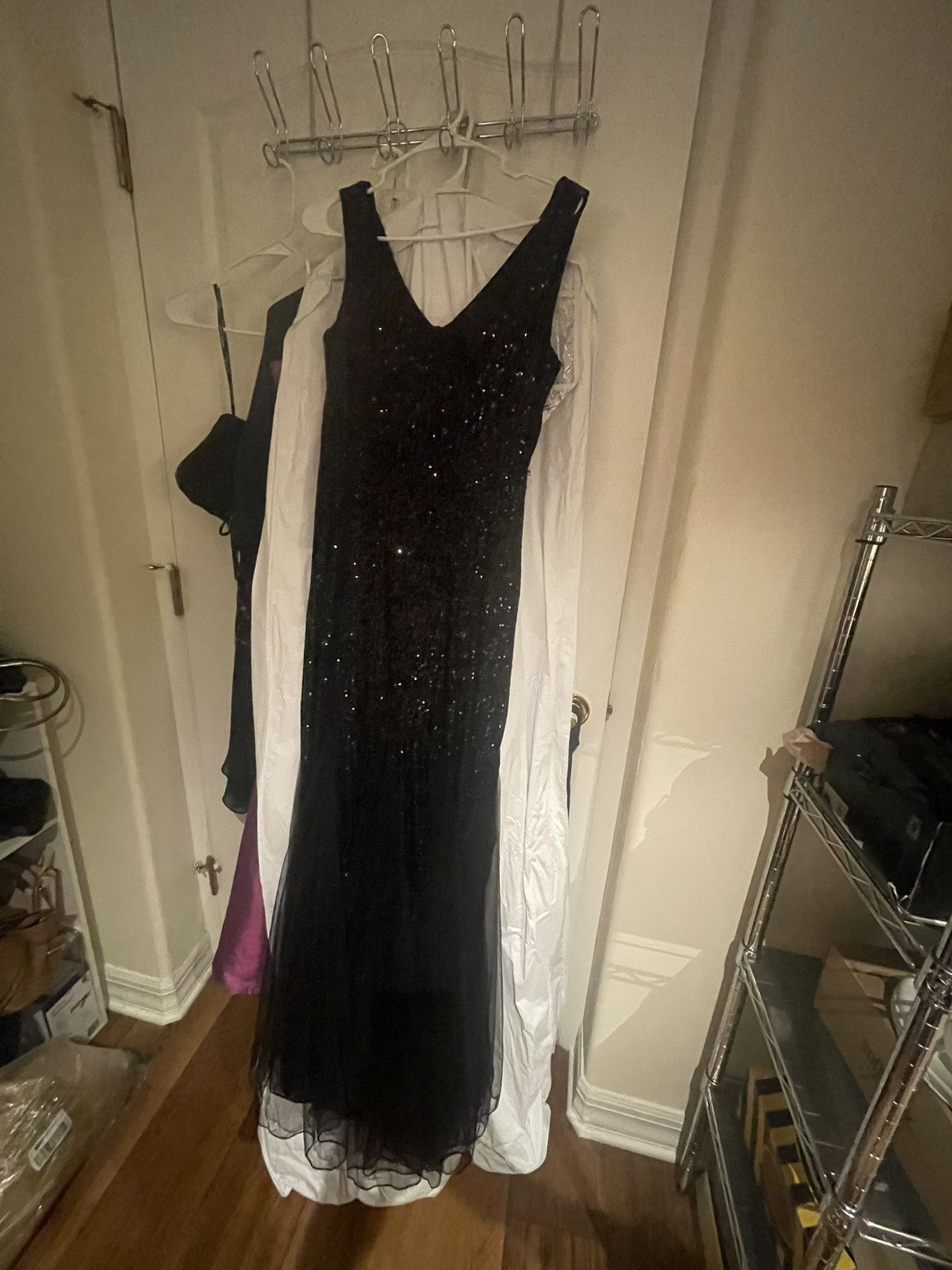 New Black Sequined Formal Dress M