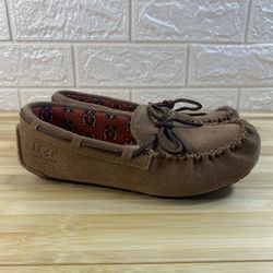 Kids Ugg Australia Moccasin Slippers Ryder Jungle Shoes Fur Brown Size 3 Youth