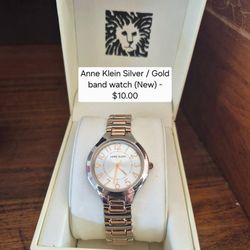 Anne Klein Silver/gold Band Wrist Watch New