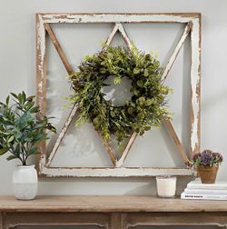 Farmhouse Wall Decor - Windowpane/wreath And Set Of Shutters