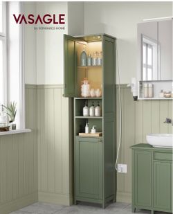 VASAGLE Tall Bathroom Storage Cabinet Green