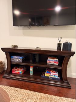 Dark Wood Media Console TV Stand 60”