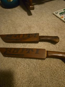 Wooden Decorative Knife Set of 2