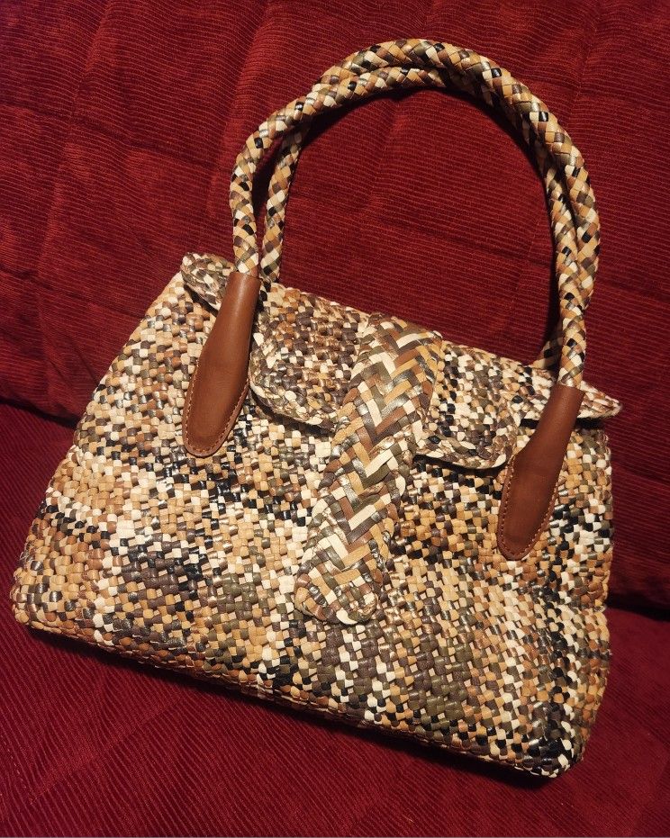Allan K Leather Tan and Brown Purse