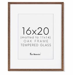 Solid Oak 16x20 Picture Frame Matted to 11x14