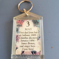 Vintage May 3rd /November 4th Facts Birthday Keychain Plastic Key Fob