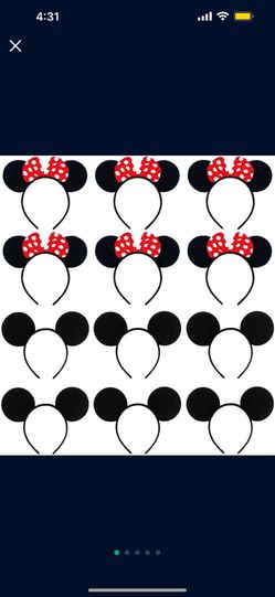 Mickey And Minnie Mouse Ear Headbands Black And Red