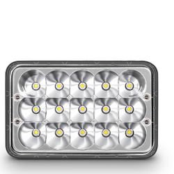 1pc Chrome 4x6 Hi Lo Beam LED Headlights Chevy Dodge Ford Pickup Freightliner