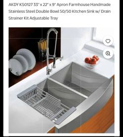 AKDY Farmhouse Stainless Steel Double Bowl Kitchen Sink