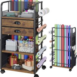 Wrapping Paper Storage Cart with 2 Fabric Drawers X(247)