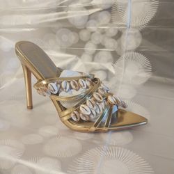 Gold Ocean Shell Heels