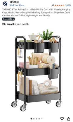 3 Tier Rolling Cart, Utility Office & Home Organizer