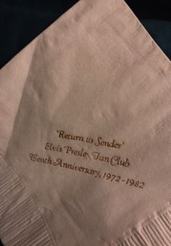 Napkin from Elvis Fan Club