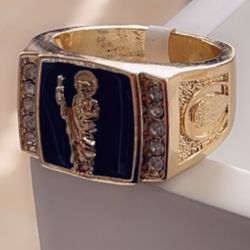 18k Gold Plated San Judas Ring 