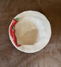 Handmade Clay Chili Pepper Bowl