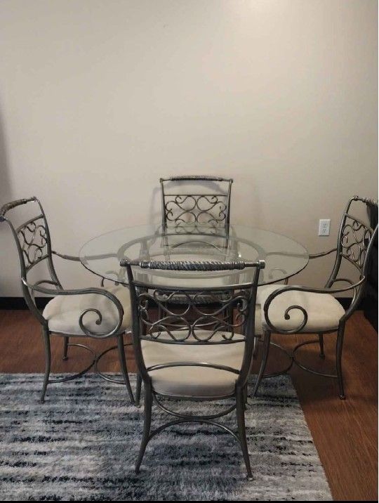 Dark Silver Glass Top Dinette Set