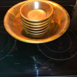 1960s Vintage WALNUT SERVING BOWLS