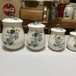 Metlox Poppytrail Sculptured Grape Canister Set