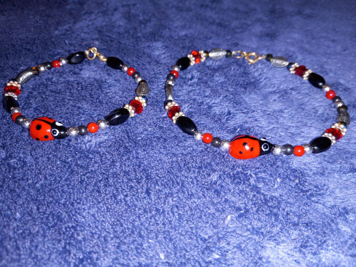 Red Ladybug Bracelet And Anklet 