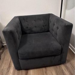 West Elm Swivel Suede Chair