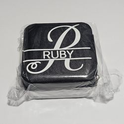 Personalized name 'Ruby' Black Travel Small Jewelry Organizer Case