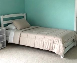 White twin-size bed with/ without mattress
