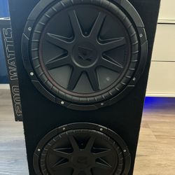  KICKER - CompR Dual 12" Dual-Voice-Coil 2-Ohm Subwoofers with Enclosure - Black. With Hifonics Elite BEX1250.1D Brutus Elite Amplifier 1200 Watt Mono