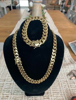 FATHERS DAY SALE!! 14mm Cuban Link Set Bracelet Gold Plated